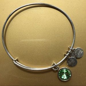 Silver Alex and Ani Emerald May Emerald Bangle